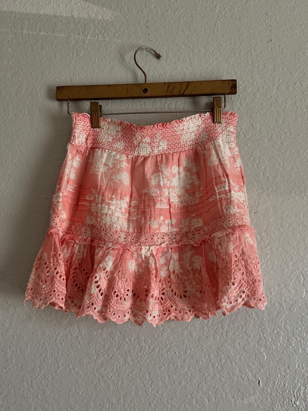 LoveShackFancy coral "Jimena" mini skirt - Picture 2 of 4
